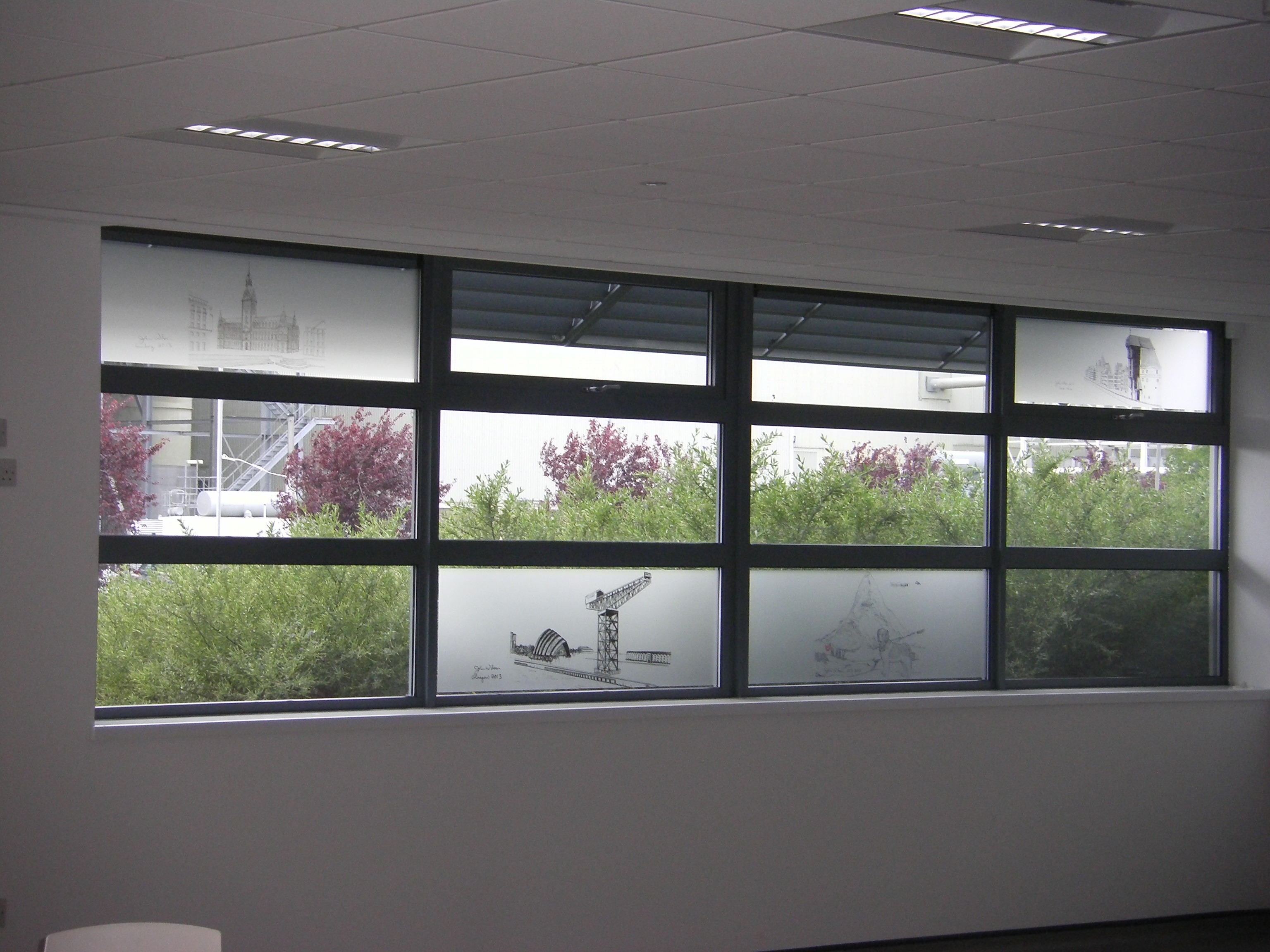 Printed frosted windows